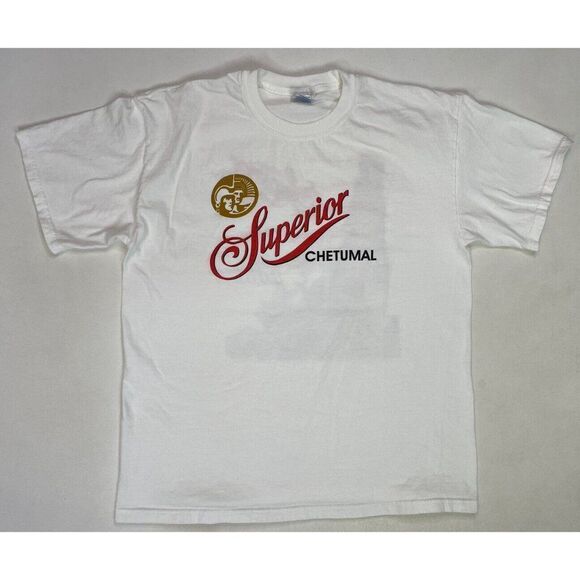 VINTAGE Superior Cerveza Beer Promo T-shirt Men Large White Chetumal - Picture 3 of 6